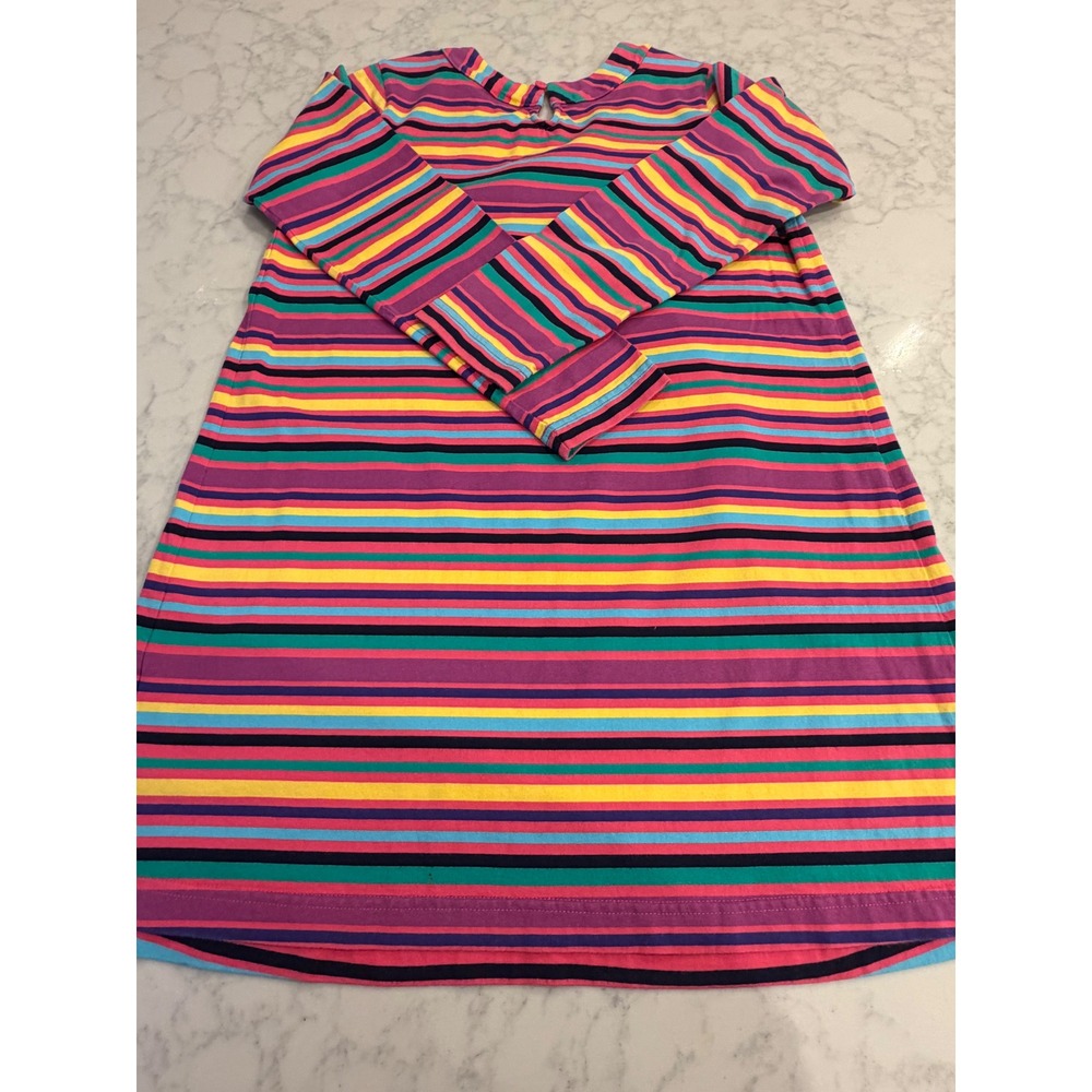 Hanna Andersson Girls Multi Color Stripe Long Sleeve Cotton Dress Size 150 - Picture 6 of 6